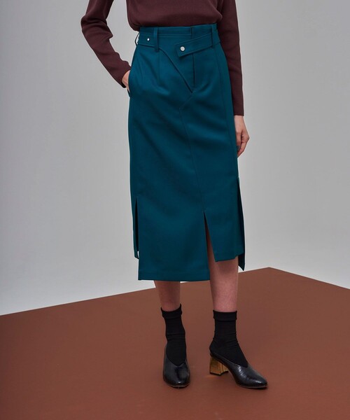 UNITED TOKYO（ユナイテッドトウキョウ）の「エターナルツイルタイトスカート（スカート・レディース・ブラック/ライトグリーン・1/2）」の12枚目の写真