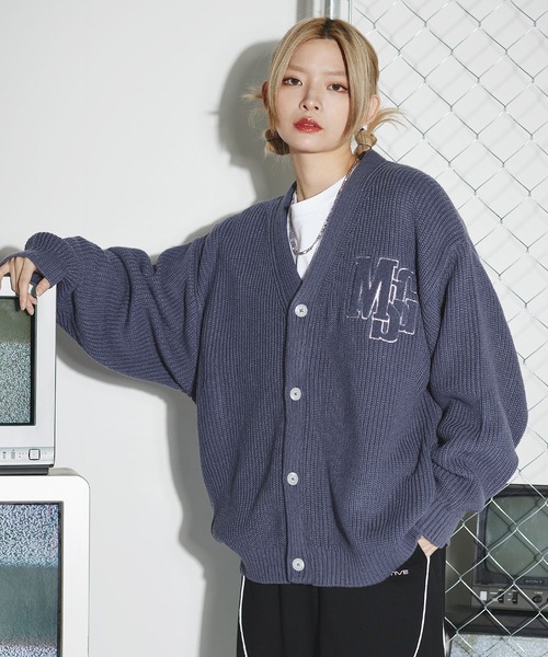 MSG（エムエスジー）の「サガラ刺繍ワッペン畦編み ルーズシルエットカーディガン（カーディガン/ボレロ・メンズ・マスタード/ブラック/ネイビー/ブラウン系/ブルー/グレー系/チャコール/ダークグリーン/レッド/イエロー/グリーン/ロイヤルブルー/杢グレー/ワイン/ホワイト/パープル・L/S/M/XL）」の10枚目の写真