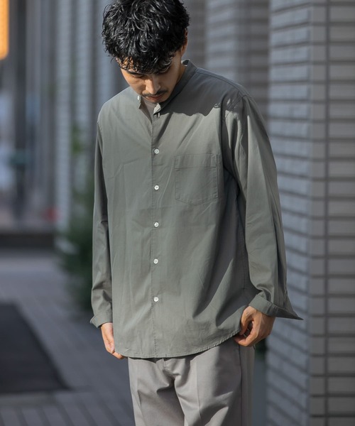 URBAN RESEARCH DOORS（アーバンリサーチドアーズ）の「シルキーオックスバンドカラーシャツ（シャツ/ブラウス・メンズ・オリーブ/ピンクベージュ/ネイビー/ホワイト・38/40）」の18枚目の写真