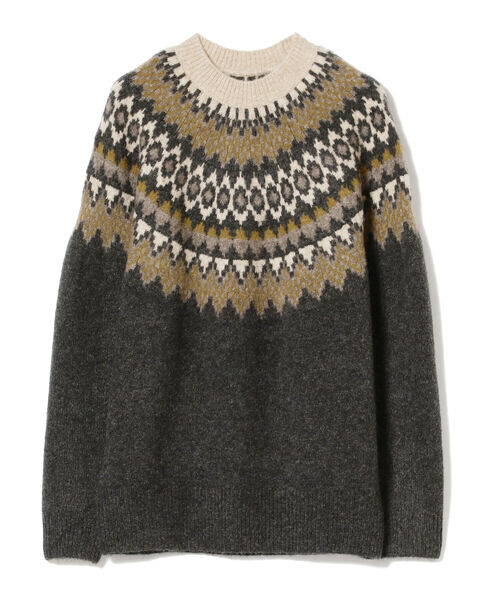 Ray BEAMS（レイビームス）の「Ray BEAMS / ノルディック ジャカード クルーネック ニット（ニット/セーター・レディース・ベージュ/グレー・ONE SIZE）」の6枚目の写真