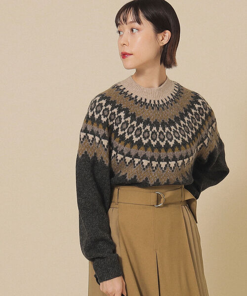 Ray BEAMS（レイビームス）の「Ray BEAMS / ノルディック ジャカード クルーネック ニット（ニット/セーター・レディース・ベージュ/グレー・ONE SIZE）」の17枚目の写真