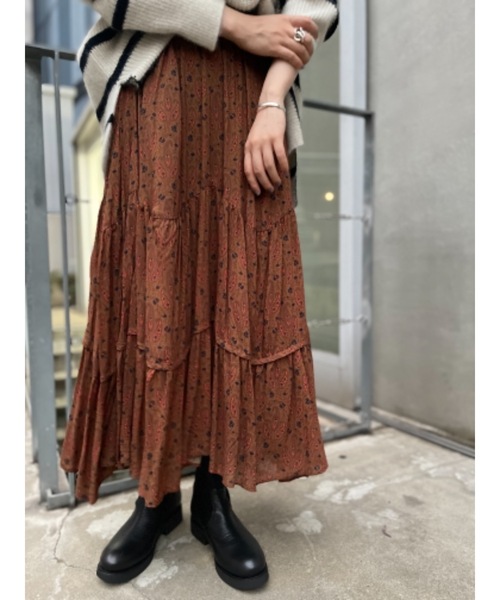 BEARDSLEY（ビアズリー）の「ペイズリーギャザースカート（スカート・レディース・グリーン/ブラウン・FREE）」の4枚目の写真