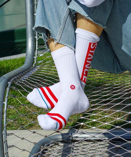 STANCE（スタンス）の「【STANCE / スタンス】OG / 吸湿通気性コームドコットンブレンドブランドロゴデザインロング丈ハイソックス（ソックス/靴下・メンズ・ブラック/ホワイト/カモフラージュ/ホワイト×レッド/グレー系その他・SMALL/LARGE）」の2枚目の写真