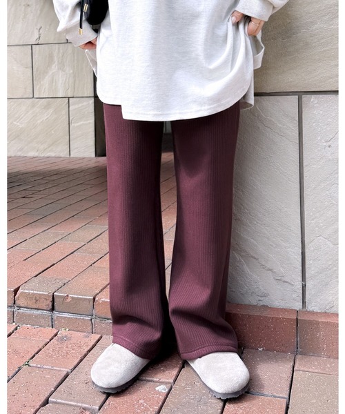 reca(レカ)の「ぬくぬく暖か!美シルエット裏起毛セミワイドリブパンツ(その他パンツ・レディース・モカ/ブラック/グレイッシュベージュ/チャコール/ネイビー/ヘザーグレー/オリーブ/ブラウン/ワイン・M/MT/XL/L)」の9枚目の写真