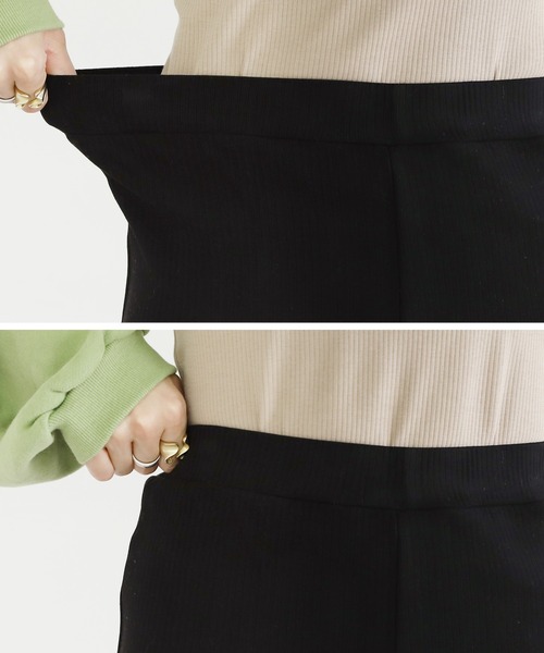 reca(レカ)の「ぬくぬく暖か!美シルエット裏起毛セミワイドリブパンツ(その他パンツ・レディース・モカ/ブラック/グレイッシュベージュ/チャコール/ネイビー/ヘザーグレー/オリーブ/ブラウン/ワイン・M/MT/XL/L)」の10枚目の写真