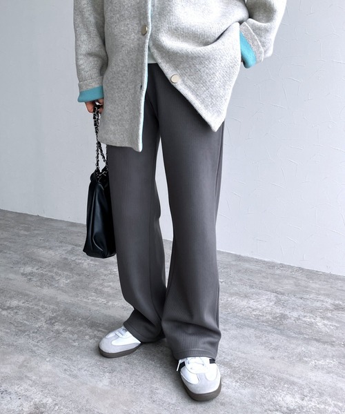 reca(レカ)の「ぬくぬく暖か!美シルエット裏起毛セミワイドリブパンツ(その他パンツ・レディース・モカ/ブラック/グレイッシュベージュ/チャコール/ネイビー/ヘザーグレー/オリーブ/ブラウン/ワイン・M/MT/XL/L)」の21枚目の写真