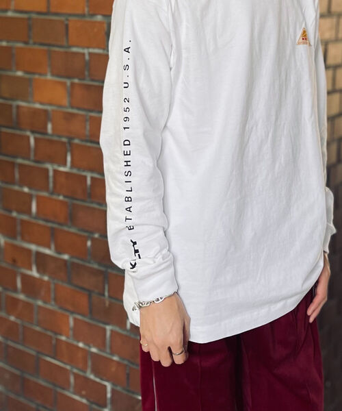 KELTY(ケルティ)の「【KELTY/ケルティ】GLOSTER別注 袖ロゴプリント ロングスリーブTシャツ(Tシャツ/カットソー・メンズ・ホワイト/チャコールグレー/ベージュ/オレンジ・MEDIUM/LARGE)」の11枚目の写真