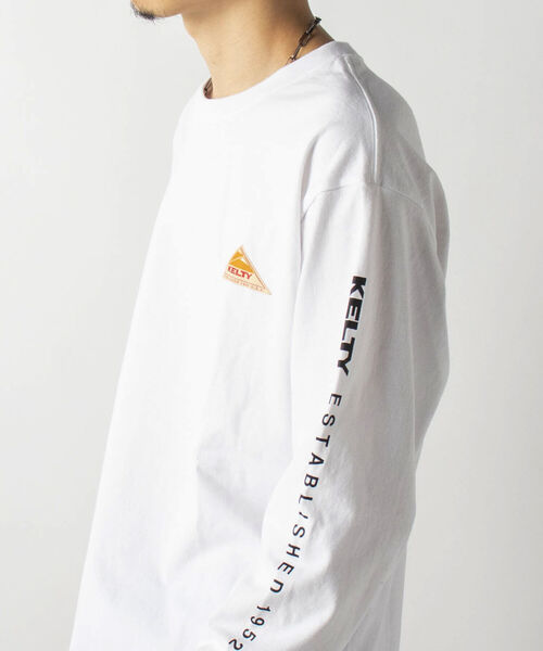 KELTY(ケルティ)の「【KELTY/ケルティ】GLOSTER別注 袖ロゴプリント ロングスリーブTシャツ(Tシャツ/カットソー・メンズ・ホワイト/チャコールグレー/ベージュ/オレンジ・MEDIUM/LARGE)」の5枚目の写真