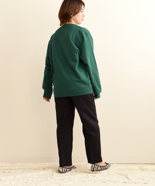 palm RICHE（ポームリシュ）の「Penny’sフロッキープルオーバースウェット（スウェット・レディース・ライトグレー/ブラック/ダークグリーン/ピンク・M）」の18枚目の写真