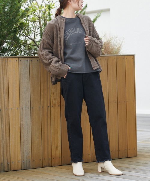 PUAL CE CIN（ピュアルセシン）の「ケーブルニットカーディガン（カーディガン/ボレロ・レディース・ブラウン/グレー/ブルー/スミクロ・FREE）」の11枚目の写真