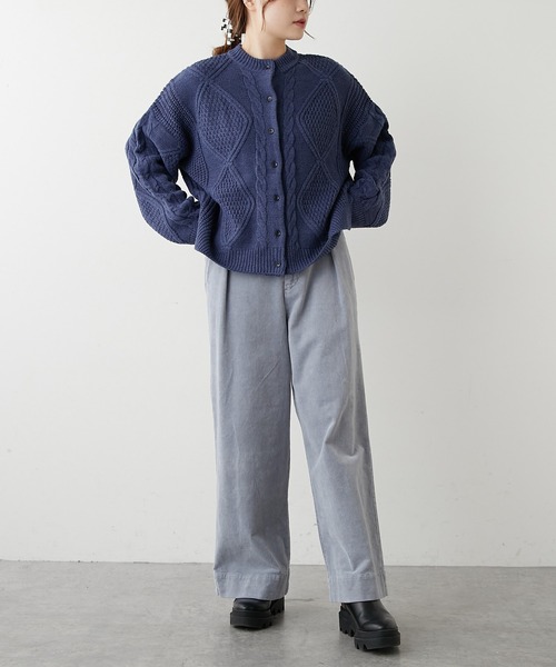 PUAL CE CIN（ピュアルセシン）の「ケーブルニットカーディガン（カーディガン/ボレロ・レディース・ブラウン/グレー/ブルー/スミクロ・FREE）」の16枚目の写真