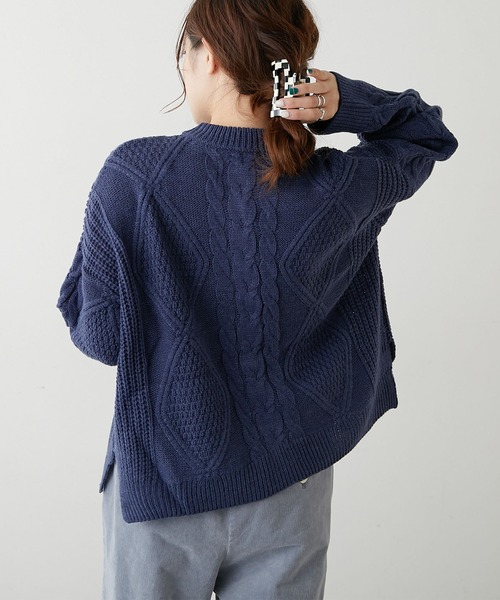 PUAL CE CIN（ピュアルセシン）の「ケーブルニットカーディガン（カーディガン/ボレロ・レディース・ブラウン/グレー/ブルー/スミクロ・FREE）」の18枚目の写真