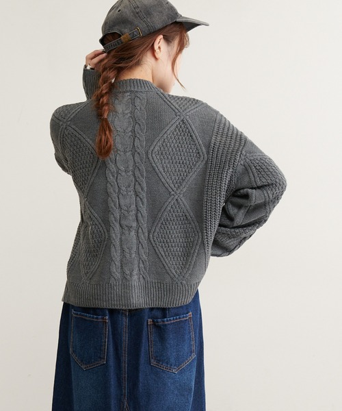 PUAL CE CIN（ピュアルセシン）の「ケーブルニットカーディガン（カーディガン/ボレロ・レディース・ブラウン/グレー/ブルー/スミクロ・FREE）」の20枚目の写真
