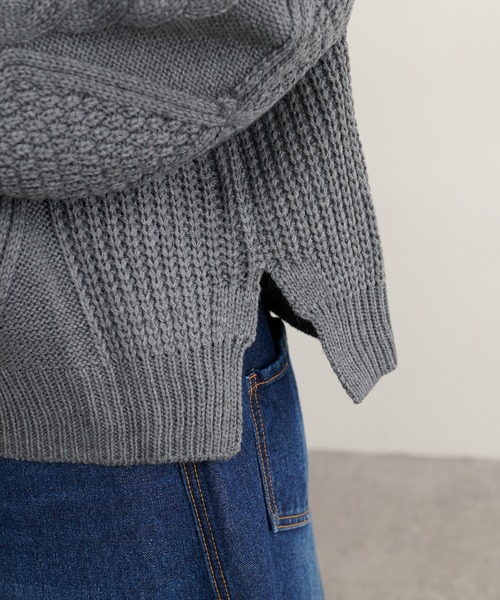 PUAL CE CIN（ピュアルセシン）の「ケーブルニットカーディガン（カーディガン/ボレロ・レディース・ブラウン/グレー/ブルー/スミクロ・FREE）」の8枚目の写真