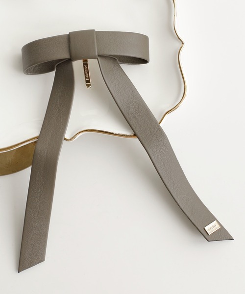 ANEMONE（アネモネ）の「レザー調リボンポニーフック（ヘアゴム・レディース・ブラック/グレー/ベージュ・FREE）」の3枚目の写真