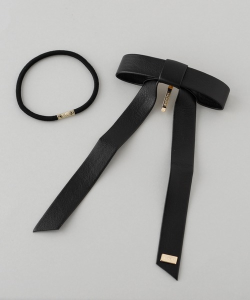 ANEMONE（アネモネ）の「レザー調リボンポニーフック（ヘアゴム・レディース・ブラック/グレー/ベージュ・FREE）」の9枚目の写真