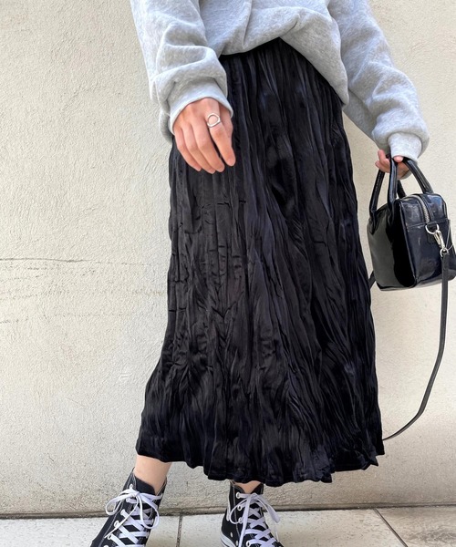 JUGLANS(ユグランス)の「☆ 韓国風。ベロアプリーツスカート(スカート・レディース・ブラック・FREE)」の1枚目の写真
