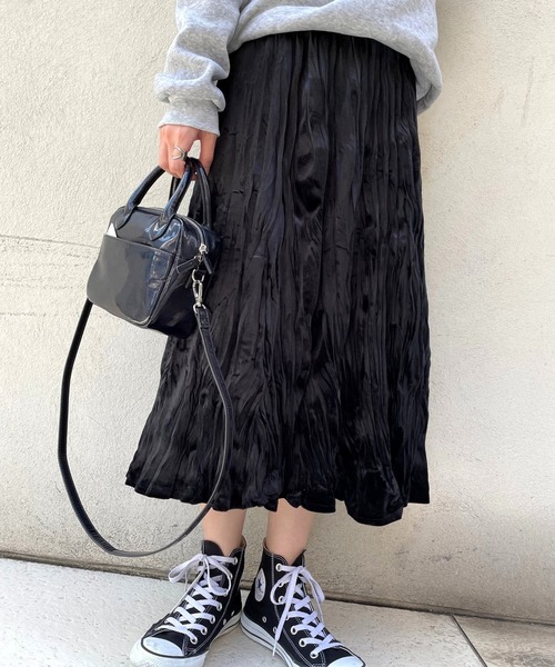 JUGLANS(ユグランス)の「☆ 韓国風。ベロアプリーツスカート(スカート・レディース・ブラック・FREE)」の16枚目の写真