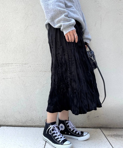 JUGLANS(ユグランス)の「☆ 韓国風。ベロアプリーツスカート(スカート・レディース・ブラック・FREE)」の15枚目の写真