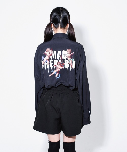TRAVAS TOKYO（トラバス トウキョウ）の「『TRAVAS TOKYO/トラバス トーキョー』Mad cherubim shirts/ネクタイ付き バックプリントシャツ（シャツ/ブラウス・レディース・ホワイト/ブラック・FREE）」の7枚目の写真
