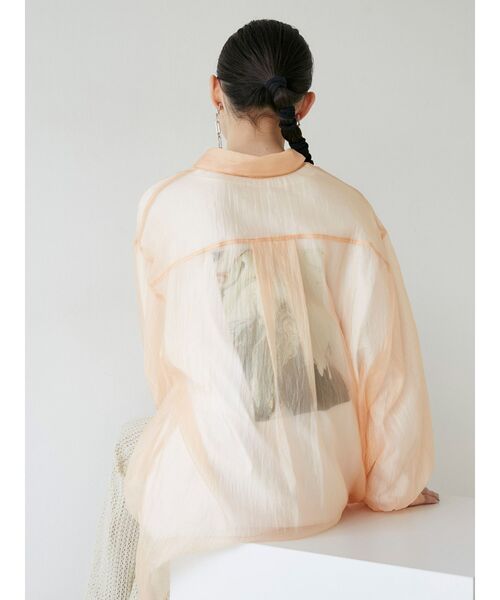 MURUA(ムルーア)の「シアーシャイニーボリュームシャツ(シャツ/ブラウス・レディース・ブルー/グレー/オレンジ/ホワイト・FREE)」の12枚目の写真