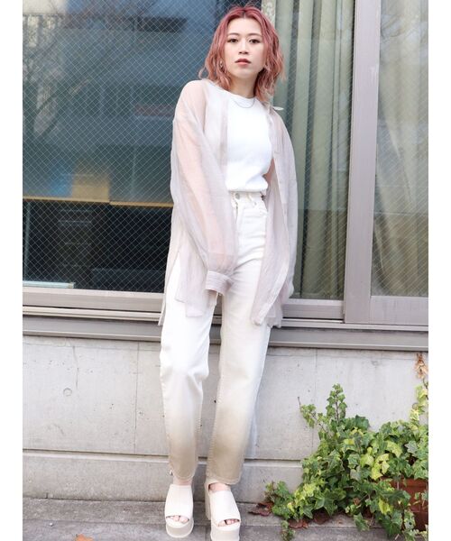 MURUA(ムルーア)の「シアーシャイニーボリュームシャツ(シャツ/ブラウス・レディース・ブルー/グレー/オレンジ/ホワイト・FREE)」の14枚目の写真