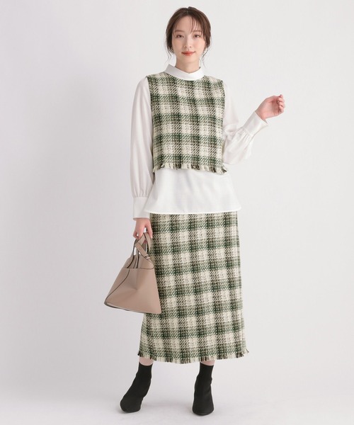 miumiuツイードタイトスカート 総柄ツイードタイトスカート レディース 春 秋 冬 M L タイトスカート