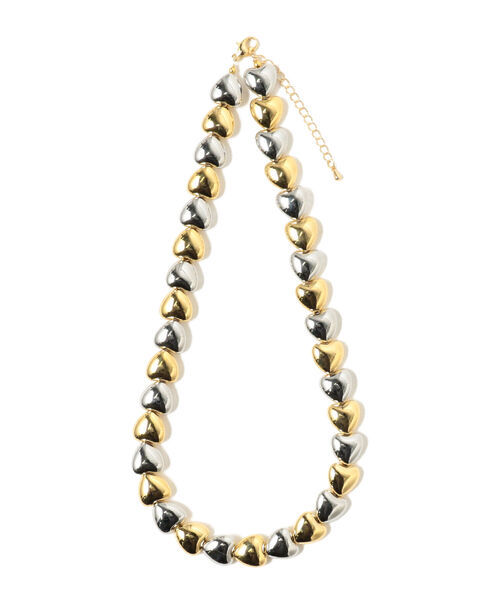 Ray BEAMS(レイビームス)の「Ray BEAMS / 2トーン ハート ビーズ ネックレス(ネックレス・レディース・その他・ONE SIZE)」の1枚目の写真