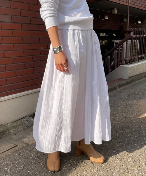 SHENERY（シーナリー）の「タックギャザーロングスカート（スカート・レディース・ブラック/ホワイト・FREE）」の3枚目の写真