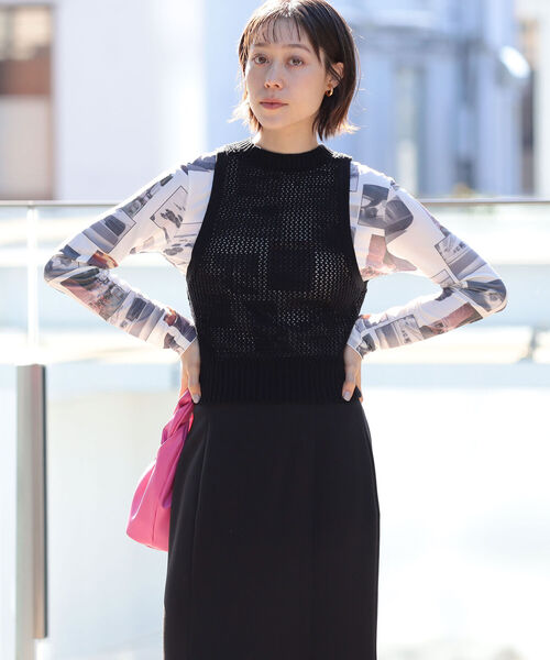 Ray BEAMS（レイビームス）の「Ray BEAMS / メッシュ アメスリ ベスト（ニット/セーター・レディース・ブラック/オレンジ/ホワイト系その他6・ONE SIZE）」の17枚目の写真