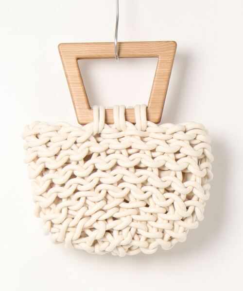 ALIENINA(アリエニーナ)の「【ALIENINA/アリエニーナ】ウッドハンドル バッグ コットン ロープバッグ(ハンドバッグ・レディース・ベビーピンク/ミント/ホワイト・FREE)」の4枚目の写真