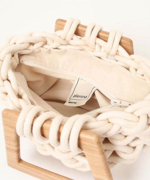 ALIENINA(アリエニーナ)の「【ALIENINA/アリエニーナ】ウッドハンドル バッグ コットン ロープバッグ(ハンドバッグ・レディース・ベビーピンク/ミント/ホワイト・FREE)」の6枚目の写真