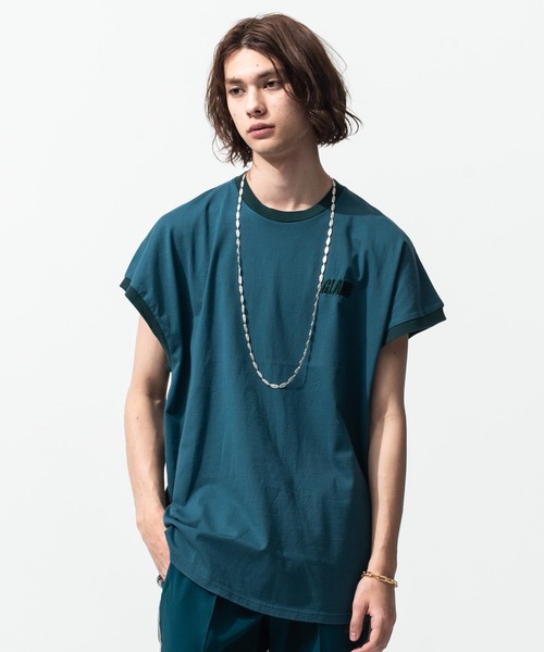 glamb（グラム）の「No Sleeve Logo CS / ノースリーブロゴカットソー（タンクトップ・メンズ・ブルー/ブラック・L/S/M）」の8枚目の写真