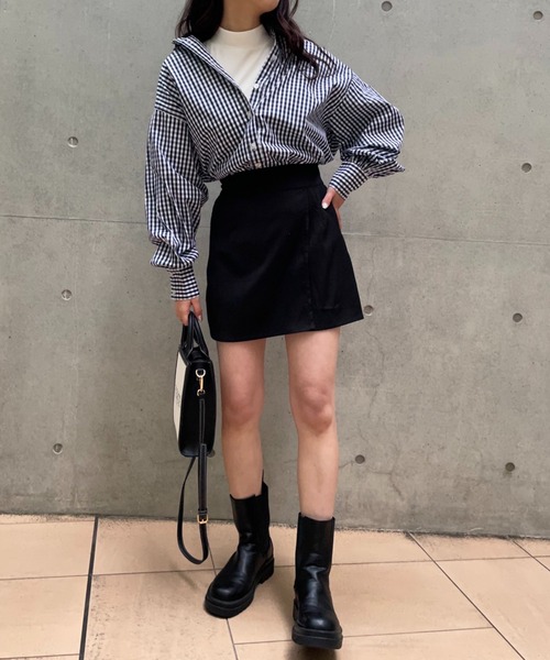 one after another NICE CLAUP（ワンアフターアナザーナイスクラップ）の「ラップミニスカパン（スカート・レディース・ブラック/ブルー/グレー系その他/チェック・FREE）」の17枚目の写真