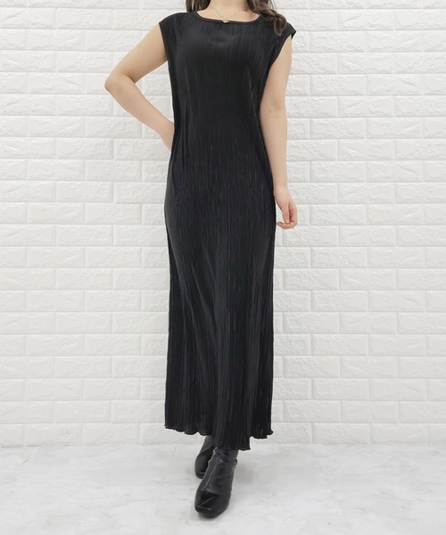 Lace Ladies（レースレディース）の「フレンチスリーブ サテンロングワンピース（ワンピース・レディース・ブラック/グレイッシュベージュ/パープル・S/FREE）」の15枚目の写真