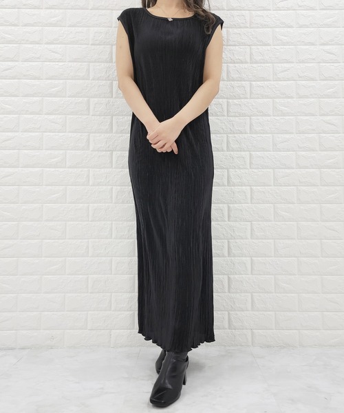 Lace Ladies（レースレディース）の「フレンチスリーブ サテンロングワンピース（ワンピース・レディース・ブラック/グレイッシュベージュ/パープル・S/FREE）」の16枚目の写真