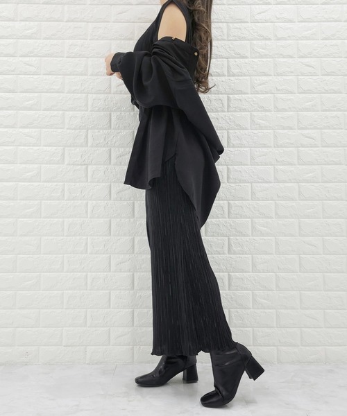 Lace Ladies（レースレディース）の「フレンチスリーブ サテンロングワンピース（ワンピース・レディース・ブラック/グレイッシュベージュ/パープル・S/FREE）」の19枚目の写真