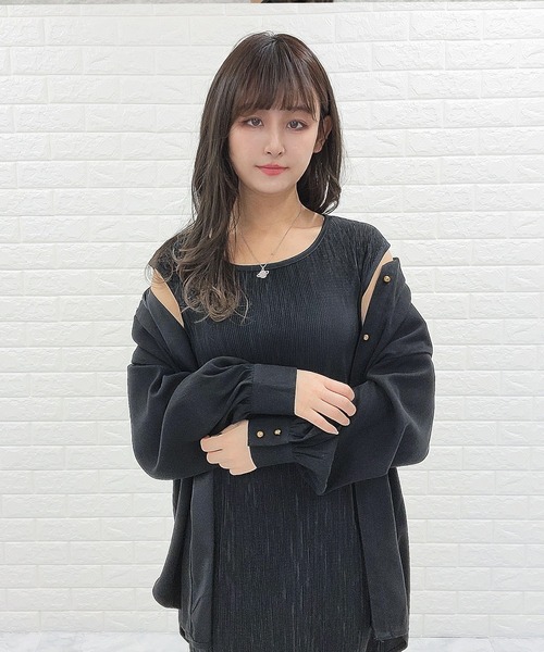 Lace Ladies（レースレディース）の「フレンチスリーブ サテンロングワンピース（ワンピース・レディース・ブラック/グレイッシュベージュ/パープル・S/FREE）」の6枚目の写真