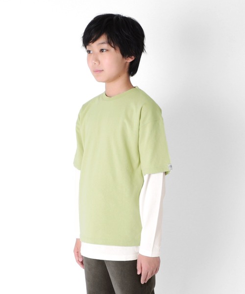 GLAZOS(グラソス)の「【セットアイテム】OE天竺・ドロップショルダー半袖Tシャツ+長袖Tシャツセット(Tシャツ/カットソー・キッズ・パープル/ライム/ベージュ系その他・160cm/170cm/140cm/130cm/150cm)」の15枚目の写真