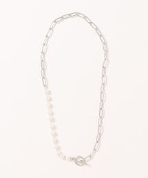 Q | パール×チェーンマンテルネックレス(ネックレス)