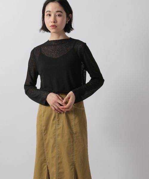 LOWRYS FARM（ローリーズファーム）の「シアーハイネックＬＳ　273338（シャツ/ブラウス・レディース・ホワイト/ブラック/グリーン・FREE）」の3枚目の写真