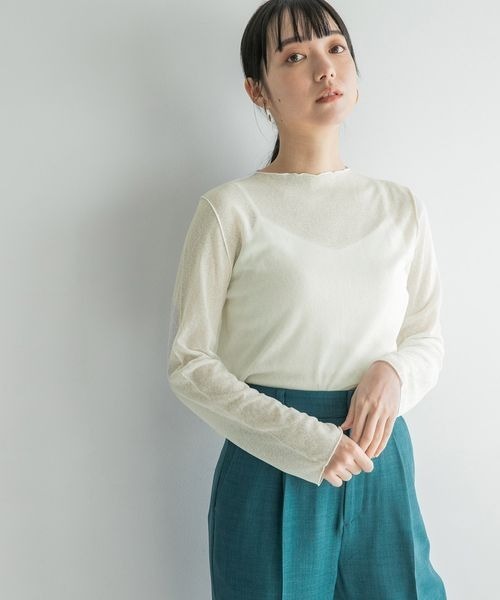 LOWRYS FARM（ローリーズファーム）の「シアーハイネックＬＳ　273338（シャツ/ブラウス・レディース・ホワイト/ブラック/グリーン・FREE）」の17枚目の写真