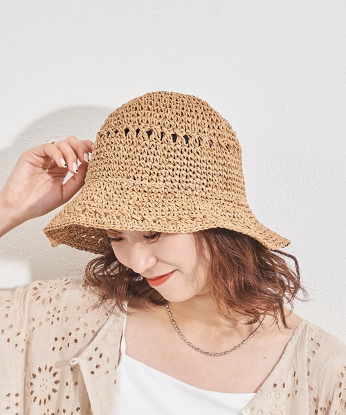 CIAOPANIC TYPY（チャオパニックティピー）の「▽ペーパー編み透かしハット（ハット・レディース・レッド/ブラック/ブラウン・ONE SIZE）」の3枚目の写真