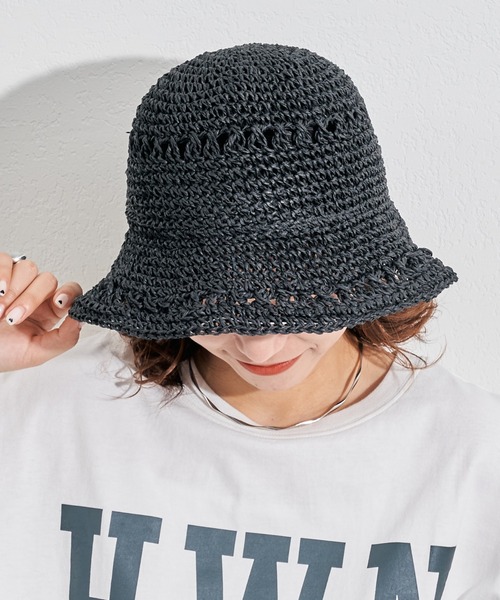 CIAOPANIC TYPY（チャオパニックティピー）の「▽ペーパー編み透かしハット（ハット・レディース・レッド/ブラック/ブラウン・ONE SIZE）」の2枚目の写真