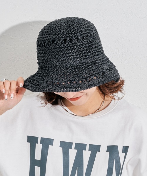 CIAOPANIC TYPY（チャオパニックティピー）の「▽ペーパー編み透かしハット（ハット・レディース・レッド/ブラック/ブラウン・ONE SIZE）」の4枚目の写真