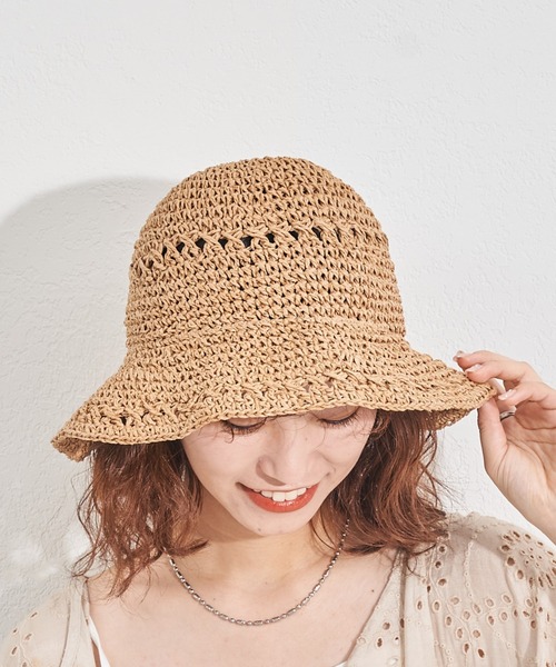 CIAOPANIC TYPY（チャオパニックティピー）の「▽ペーパー編み透かしハット（ハット・レディース・レッド/ブラック/ブラウン・ONE SIZE）」の5枚目の写真