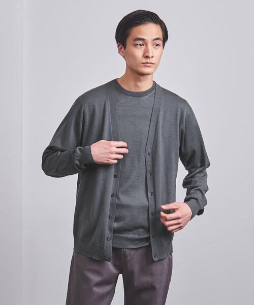 UNITED ARROWS(ユナイテッドアローズ)の「<UNITED ARROWS> ハイゲージ ベーシック カーディガン(カーディガン/ボレロ・メンズ・グレー/ネイビー/その他1/ベージュ・L/M)」の1枚目の写真