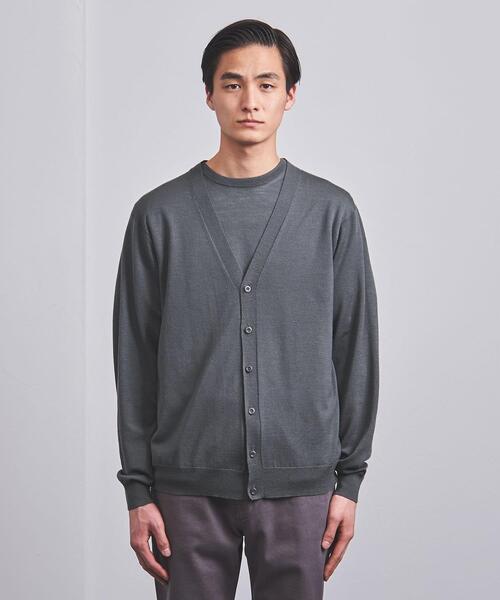 UNITED ARROWS(ユナイテッドアローズ)の「<UNITED ARROWS> ハイゲージ ベーシック カーディガン(カーディガン/ボレロ・メンズ・グレー/ネイビー/その他1/ベージュ・L/M)」の5枚目の写真