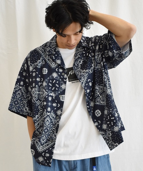 SPENDY'S Store(スペンディーズストア)の「ビッグシルエット総柄開襟アロハシャツ(シャツ/ブラウス・メンズ・ホワイト系/ブラック系/ネイビー系/ブルー系・M/L)」の21枚目の写真