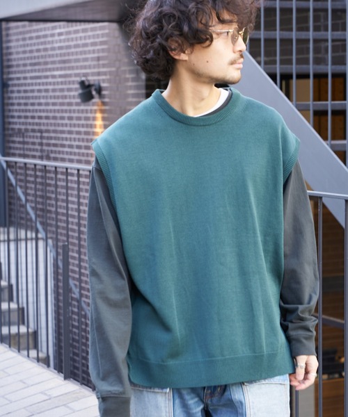 CIAOPANIC TYPY(チャオパニックティピー)の「【インナー付き】アンサンブルニットベスト(ベスト・メンズ・ブラック/グリーン/グレイッシュベージュ/サーモンピンク/サックスブルー・S/M/L)」の17枚目の写真